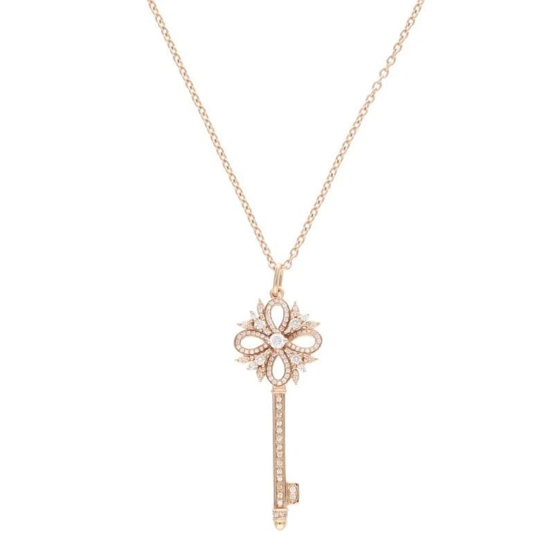 TIFFANY & CO. VICTORIA KEY K18RG DIAMOND NECKLACE: Tiffany & Co. Victoria Key K18RG Diamond Necklace Brand: Tiffany & Co. Type/Style: Necklace Material: Metal Purity K18, Metal Rose Gold, Main Stone/Creation Natural Color: Rose Gold Size: 18 inchW