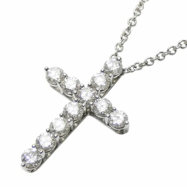 TIFFANY&CO. SMALL CROSS DIAMOND PENDANT NECKLACE: Tiffany&Co. Small Cross Diamond Pendant Necklace Brand: Tiffany & Co. Type/Style: Necklace Material: Metal Purity PT950, Metal PT950 (Platinum 950), Main Stone/Creation Natural Color: Platinum Siz