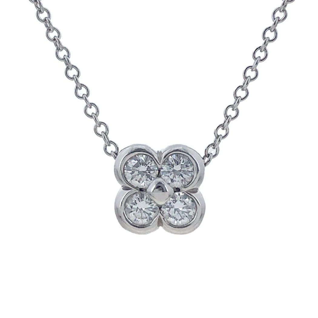 TIFFANY BEZEL-SET 4-PIECE DIAMOND NECKLACE PT950 PLATINUM: Tiffany Bezel-Set 4-Piece Diamond Necklace PT950 Platinum Brand: Tiffany & Co. Type/Style: Necklace Material: Metal Purity PT950, Metal PT950, Main Stone/Creation Natural Color: Platinum Size: Cov