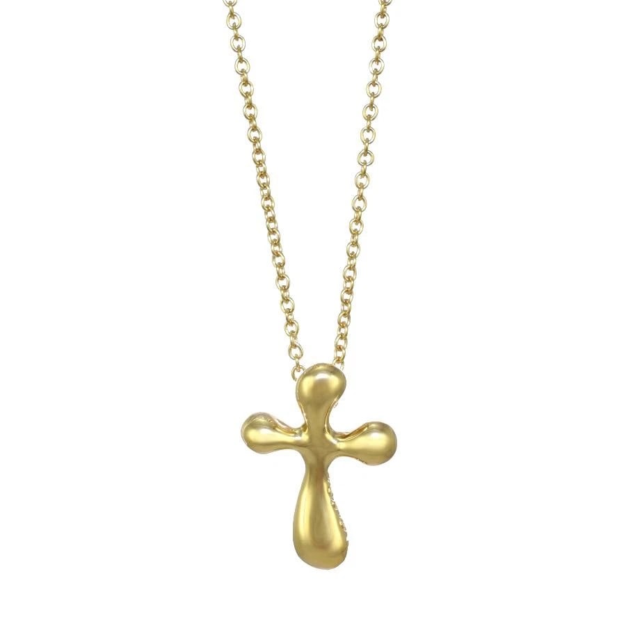 TIFFANY & CO. PERETTI CROSS K18 YELLOW GOLD NECKLACE (1 of 5)