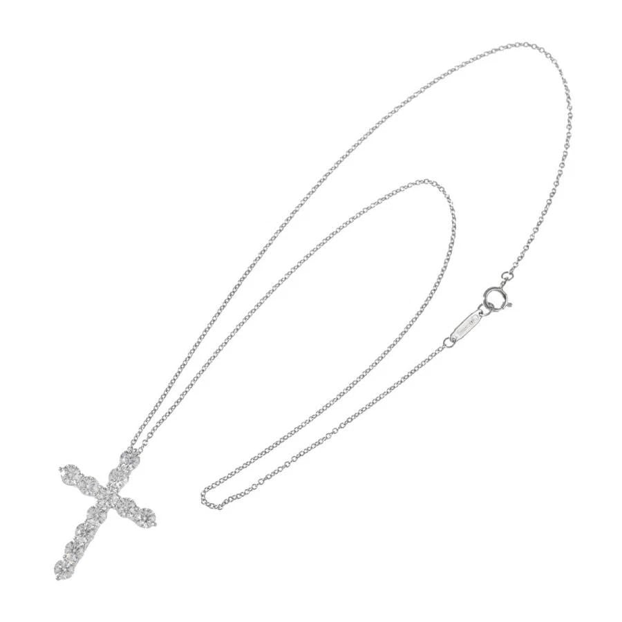 TIFFANY & CO. CROSS LARGE DIAMOND PT950 NECKLACE: Tiffany & Co. Cross Large Diamond Pt950 Necklace Brand: Tiffany & Co. Type/Style: Necklace Material: Metal Purity Pt950, Metal Platinum, Color: Platinum Size: Motif length approx. 27mm x width app