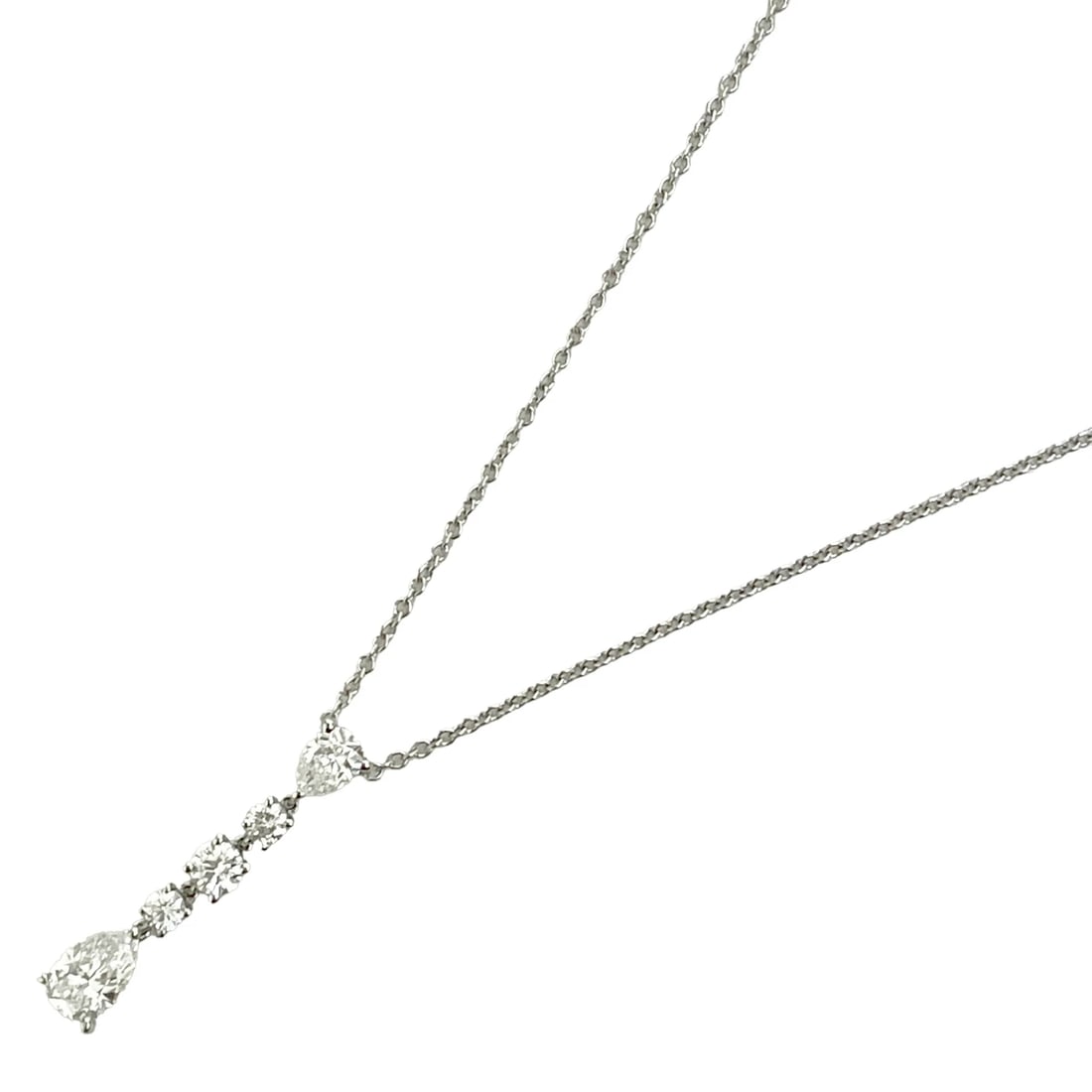 TIFFANY&CO. TEARDROP SWING 5P DIAMOND NECKLACE: Tiffany&Co. Teardrop Swing 5P Diamond Necklace Brand: TIFFANY & Co. Type/Style: Necklace Material: Metal Purity Pt950, Metal Platinum, Main Stone/Creation Natural Color: Platinum Size: Total lengt