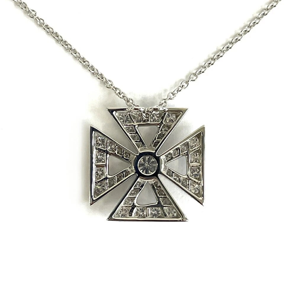 TIFFANY & CO. MALTESERS CROSS DIAMOND NECKLACE PT950 PENDANT: Tiffany & Co. Maltesers Cross Diamond Necklace Pt950 Pendant Brand: Tiffany & Co. Type/Style: Necklace Material: Metal Purity Pt950, Metal Pt950, Main Stone/Creation Natural Color: Pt950 Size: NC