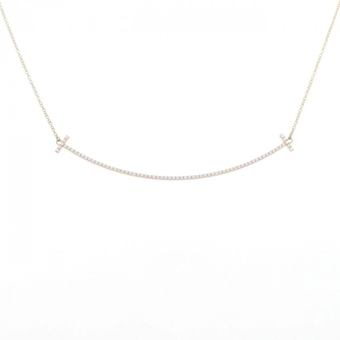 TIFFANY T SMILE LARGE NECKLACE DIAMOND 750 PINK GOLD: Tiffany T Smile Large Necklace Diamond 750 Pink Gold Brand: Tiffany & Co. Type/Style: Necklace Material: Metal Purity Au750, Metal 750 Pink Gold, Color: Pink Gold Size: Length x Width: 6.0mm x 68.