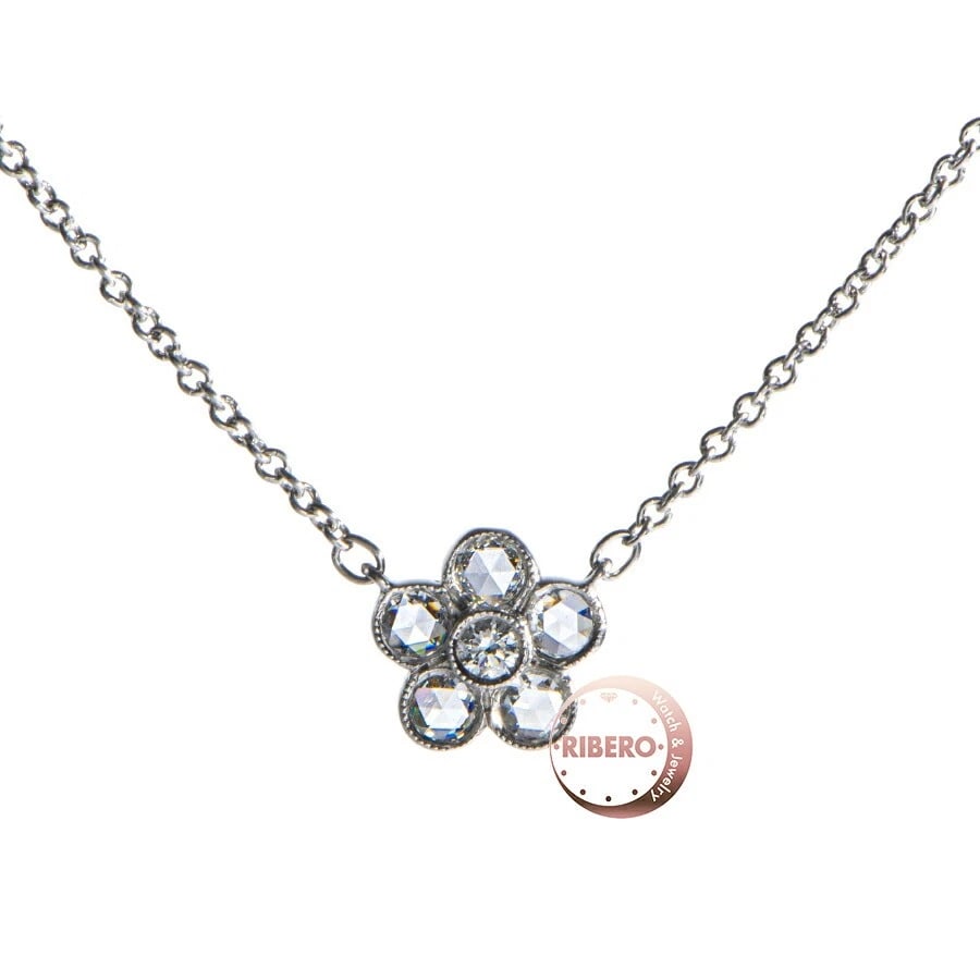 TIFFANY&CO. GARDEN FLOWER NECKLACE PENDANT PT950 DIAMOND: TIFFANY&Co. Garden Flower Necklace Pendant Pt950 Diamond Brand: Tiffany & Co. Type/Style: Necklace Material: Metal Purity Pt950, Metal Pt950, Main Stone/Creation Natural Color: Pt950 Size: Total L
