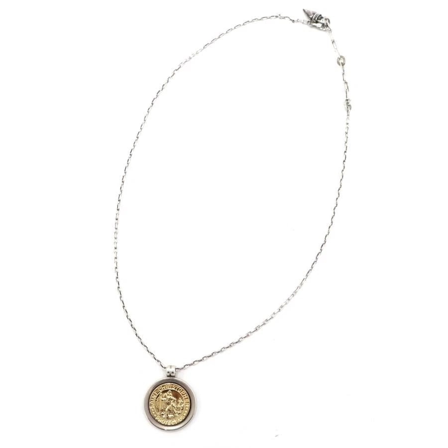 TIFFANY & CO. ST. CHRISTOPHER COIN NECKLACE: Tiffany & Co. St. Christopher Coin Necklace Brand: Tiffany & Co. Type/Style: Necklace Material: Metal Purity 925/750, Metal Silver/Gold, Color: Silver/Gold Size: Top: approx. 2.5cm x 2.5cm Necklac