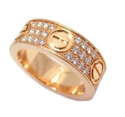 CARTIER LOVE RING DIAMOND PAVED K18PG RING: Cartier Love Ring Diamond Paved K18PG Ring Brand: Cartier Type/Style: Ring Material: Metal Purity K18, Metal Pink Gold, Main Stone/Creation Natural Color: Pink Gold Size: US 5.5 Accessories: None