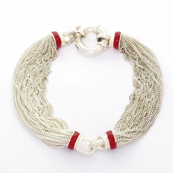 TIFFANY & CO. MULTI-STRAND SV925 ENAMEL BRACELET: Tiffany & Co. Multi-Strand SV925 Enamel Bracelet Brand: Tiffany & Co. Type/Style: Bracelet Material: Metal Purity 925, Metal Silver, Color: Silver Size: Arm circumference: approx. 17cm / Maximum w