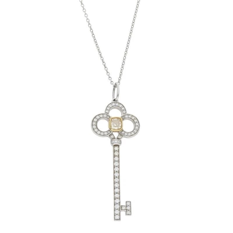 TIFFANY & CO. CROWN KEY PT950 DIAMOND NECKLACE: Tiffany & Co. Crown Key PT950 Diamond Necklace Brand: Tiffany & Co. Type/Style: Necklace Material: Metal Purity PT950 / K18, Metal Platinum / Yellow Gold, Main Stone/Creation Natural Color: Platinu