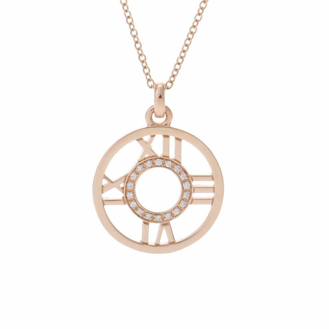 TIFFANY OPEN ATLAS MEDALLION NECKLACE K18 PINK GOLD DIAMONDS: Tiffany Open Atlas Medallion Necklace K18 Pink Gold Diamonds Brand: TIFFANY & Co. Type/Style: Necklace Material: Metal Purity Au750, Metal K18 Pink Gold, Main Stone/Creation Natural Color: Pink Gol