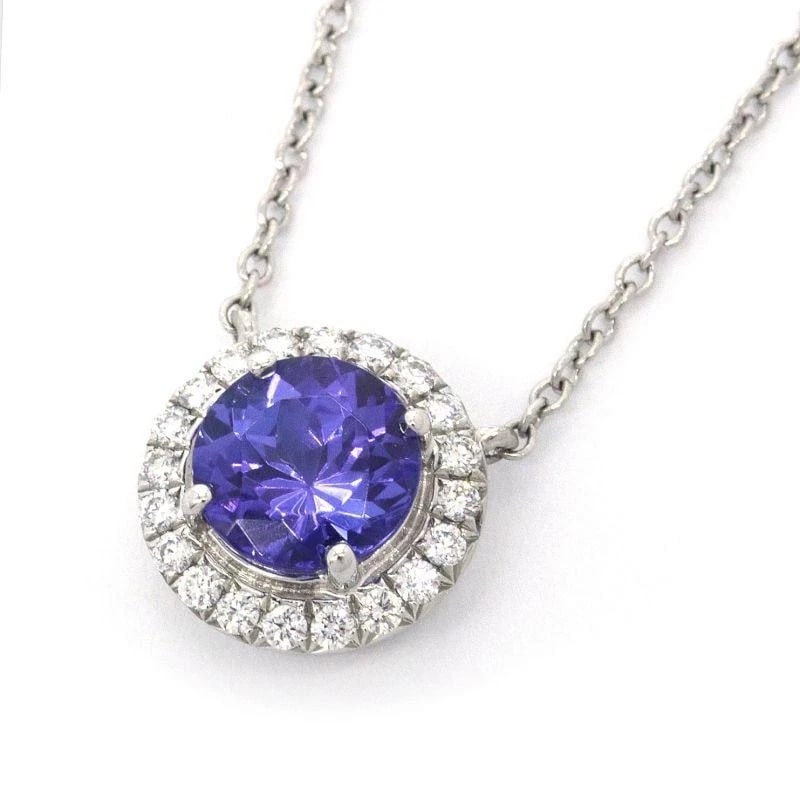 TIFFANY & CO. SOLESTE TANZANITE DIAMOND NECKLACE: Tiffany & Co. Soleste Tanzanite Diamond Necklace Brand: Tiffany & Co. Type/Style: Necklace Material: Metal Purity Pt950, Metal Platinum, Main Stone/Creation Natural Color: Platinum Size: Length 45