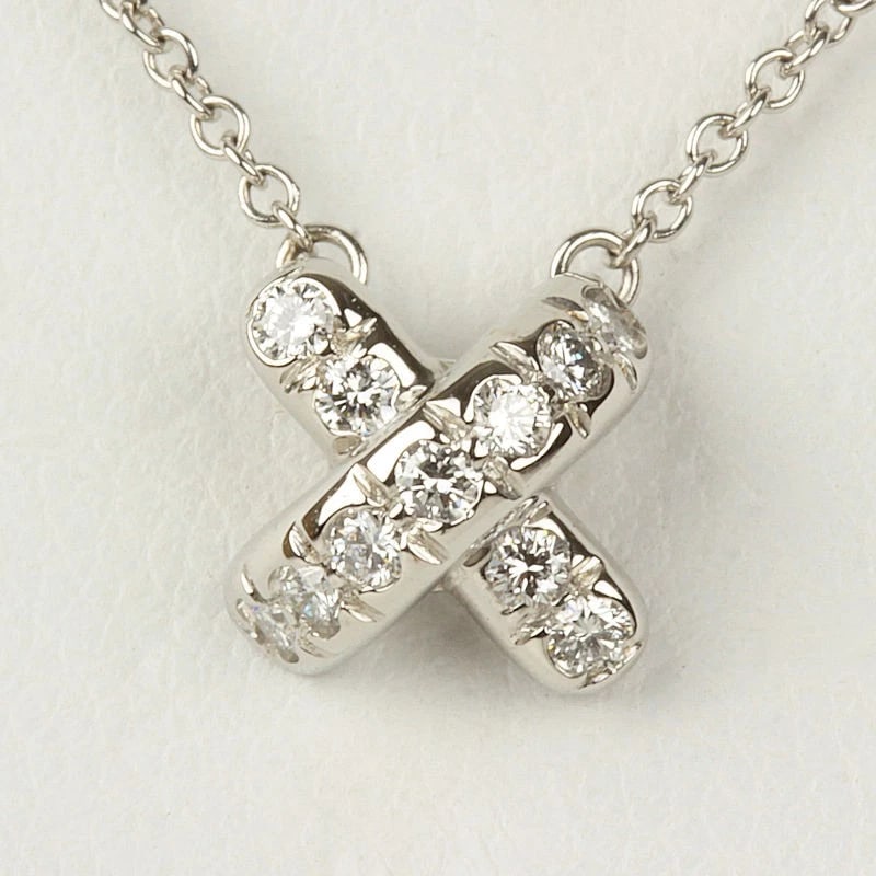 TIFFANY & CO. DIAMOND CROSS STITCH NECKLACE PENDANT PT950 PLATINUM: Tiffany & Co. Diamond Cross Stitch Necklace Pendant Pt950 Platinum Brand: Tiffany & Co. Type/Style: Necklace Material: Metal Purity Pt950, Metal Platinum (Pt950), Main Stone/Creation Natural 
