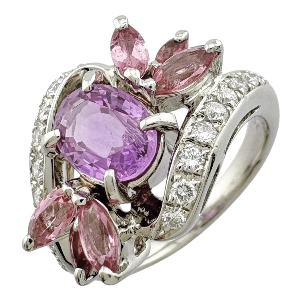 RING PT900PLATINUM PINK SAPPHIRE: Ring Pt900Platinum Pink sapphire Brand: Unbranded Type/Style: Ring Material: Pt900Platinum, Main Stone/Creation Pink sapphire Color: Silver Size: US 5 3/4 Accessories: None Accessories Not