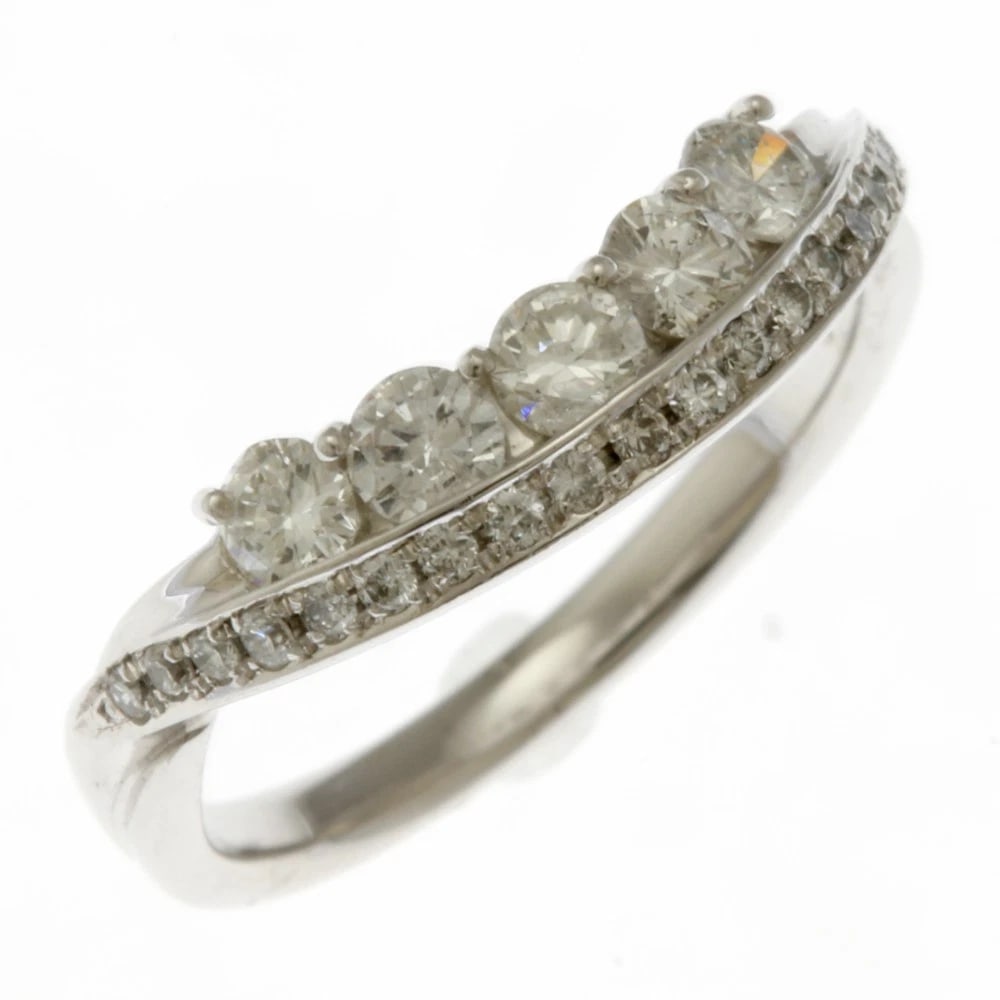 RING K18 WHITE GOLD DIAMOND: Ring K18 white gold diamond Brand: Unbranded Type/Style: Ring Material: K18 white gold, Main Stone/Creation Natural Color: Silver Size: US 5 3/4 Accessories: None Accessories Notice: When