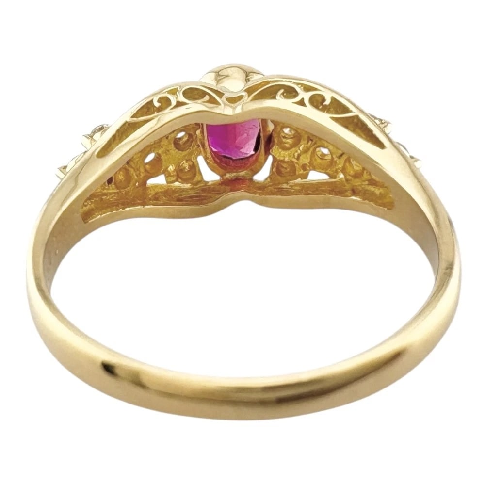 RING K18 YELLOW GOLD RUBY DIAMOND - 4