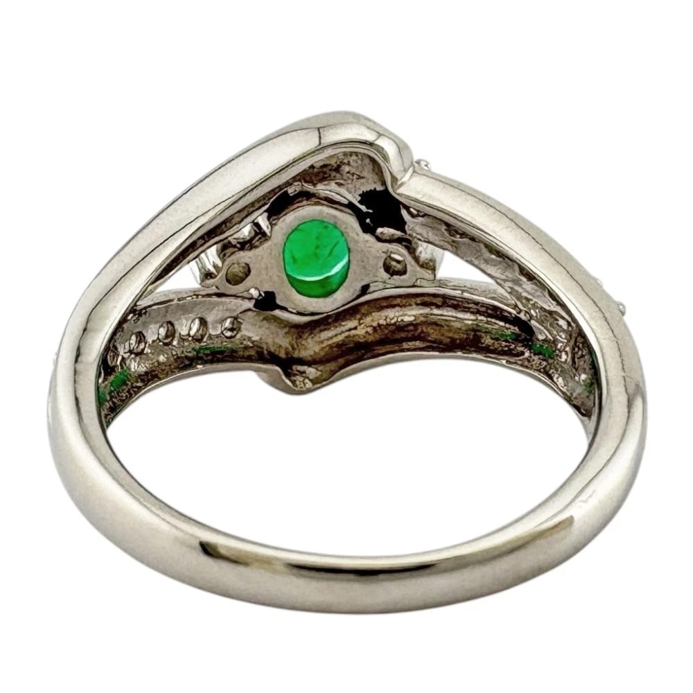 RING PT900PLATINUM EMERALD DIAMOND - 3