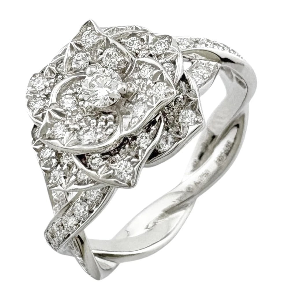 PIAGET RING K18 WHITE GOLD DIAMOND ROSE: PIAGET Ring K18 white gold diamond Rose Brand: PIAGET Type/Style: Ring Material: K18 white gold, Main Stone/Creation Natural Color: Silver Size: US 4 1/2 Accessories: None Accessories Notice: