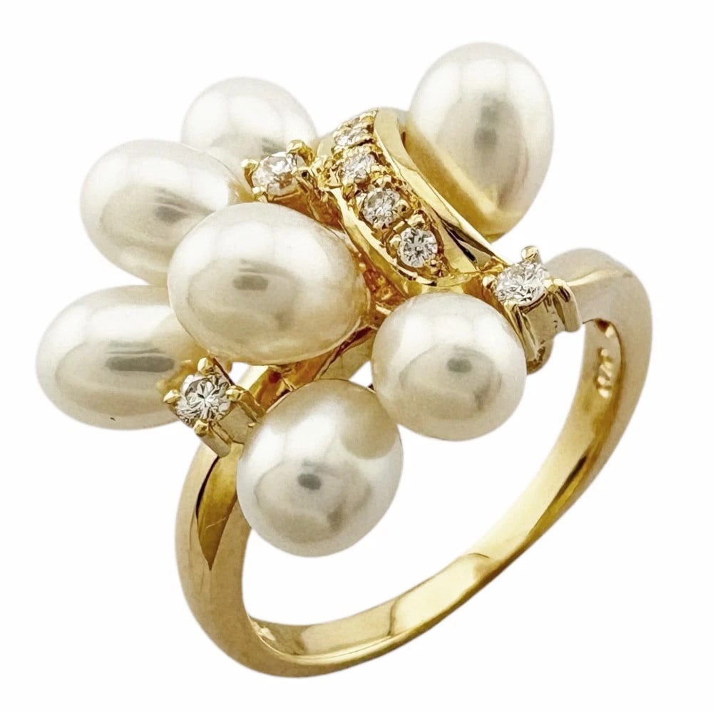 TASAKI RING K18 YELLOW GOLD PEARL DIAMOND: TASAKI Ring K18 yellow gold Pearl diamond Brand: TASAKI Type/Style: Ring Material: K18 yellow gold, Main Stone/Creation Pearl Color: gold Size: US 6 3/8 Accessories: None Accessories Notice: