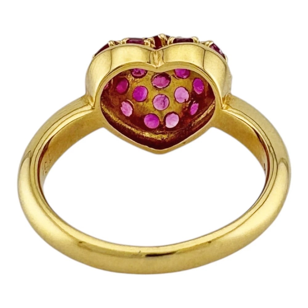 RING K18 YELLOW GOLD RUBY HEART - 4