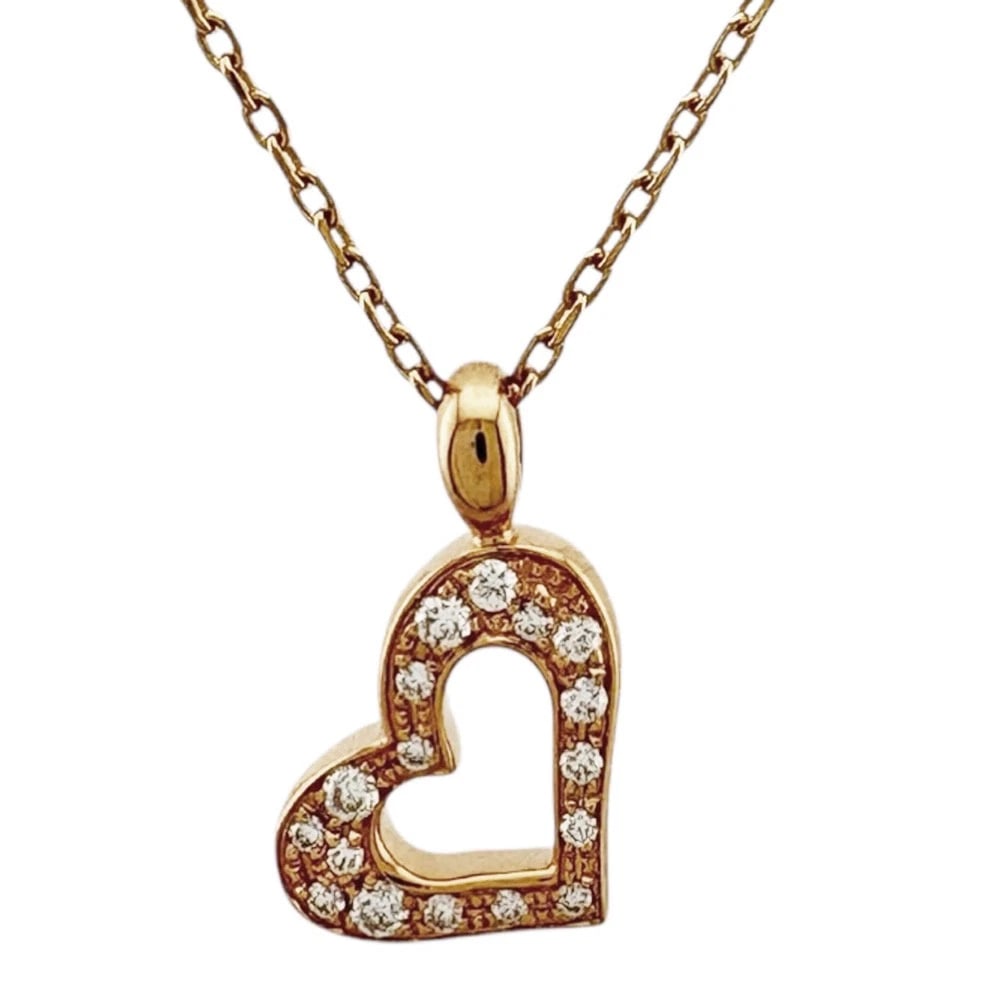 PIAGET NECKLACE K18 PINK GOLD DIAMOND HEART LIMELIGHT (1 of 5)