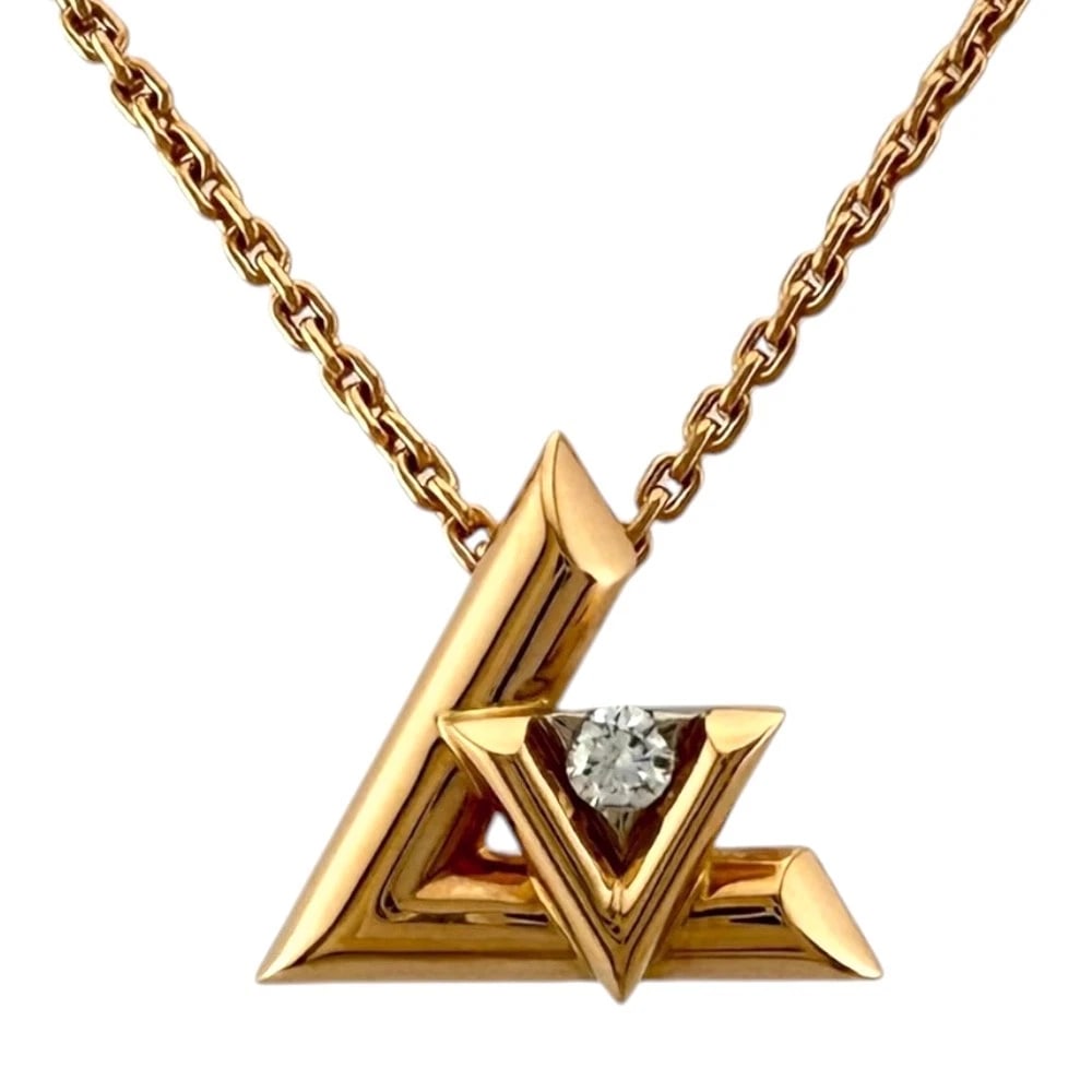 LOUIS VUITTON NECKLACE K18 PINK GOLD DIAMOND: LOUIS VUITTON Necklace K18 Pink Gold diamond Brand: LOUIS VUITTON Type/Style: Necklace Material: K18 Pink Gold, Main Stone/Creation Natural Color: Pink gold Size: Size(CM) Total Length:45cm Chain