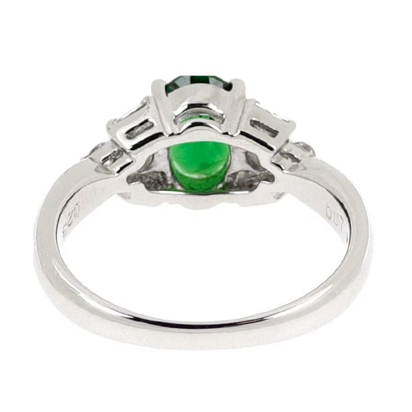 PT900 GREEN GARNET DIAMOND RING - 2