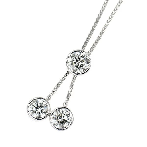 K18WG DIAMOND PENDANT NECKLACE: K18WG DIAMOND PENDANT NECKLACE Brand: None Type/Style: Pendant Necklace Material: Metal Purity K18, Metal Gold, Main Stone/Creation Natural Color: White Gold Size: Necklace: Chain Length ?50