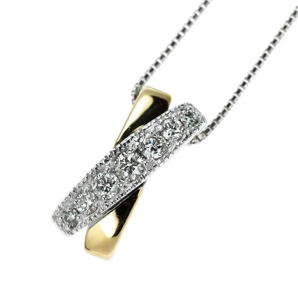 K18YG/ K18WG DIAMOND PENDANT NECKLACE: K18YG/ K18WG Diamond Pendant Necklace Brand: None Type/Style: Pendant Necklace Material: Metal Purity K18, Metal Gold, Main Stone/Creation Natural Color: None Size: Necklace: Chain Length ?45 