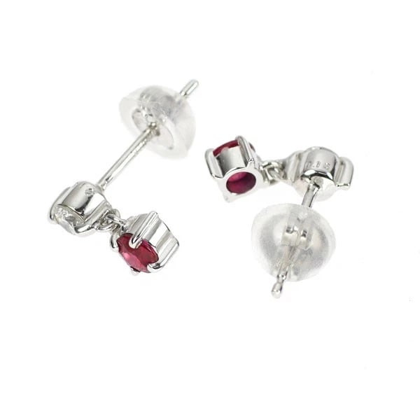 K18WG RUBY DIAMOND EARRINGS - 2