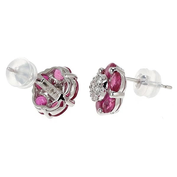 K18WG RUBY DIAMOND EARRINGS - 2