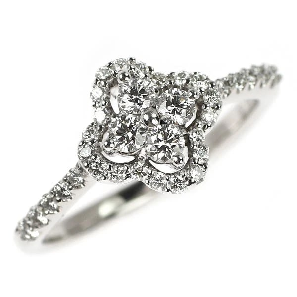 K18WG DIAMOND RING FLOWER: K18WG Diamond Ring Flower Brand: None Type/Style: Ring Material: Metal Purity K18, Metal Gold, Main Stone/Creation Natural Color: White Gold Size: 5.5 - 5.75 US Accessories: None Accessori