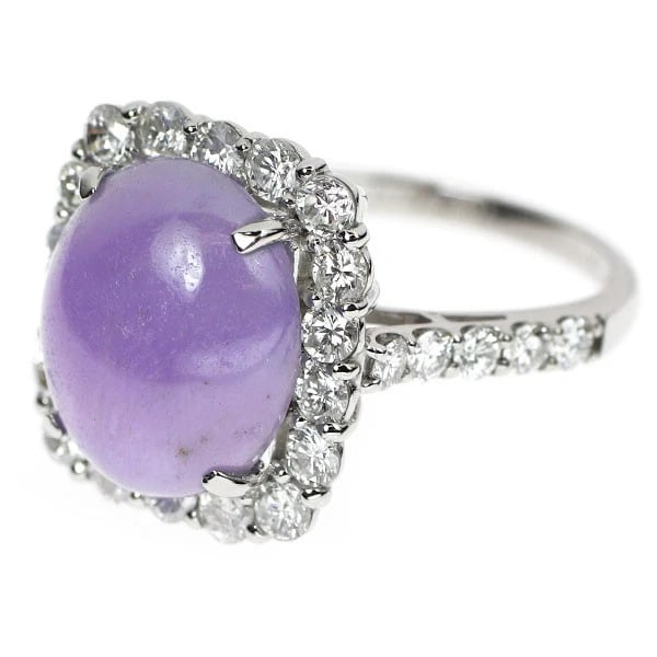 PT950 LAVENDER JADE DIAMOND RING - 2