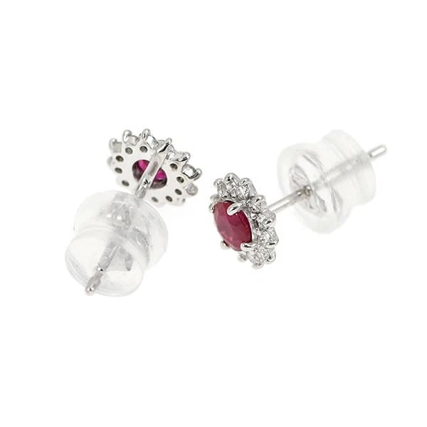 K18WG RUBY DIAMOND EARRING - 2