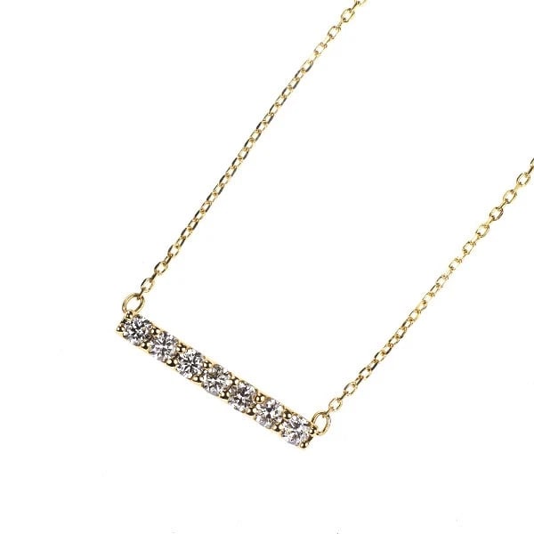 K18YG DIAMOND PENDANT NECKLACE: K18YG DIAMOND PENDANT NECKLACE Brand: None Type/Style: Pendant Necklace Material: Metal Purity None, Metal K18YG, Main Stone/Creation Natural Color: None Size: Necklace: Chain Length 41.5 