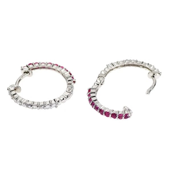 PT900 RUBY DIAMOND EARRING - 2