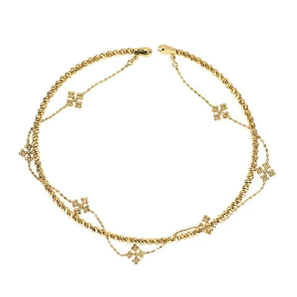 K18YG SHAPE MEMORY WIRE/CHAIN BANGLE: K18YG shape memory wire/chain bangle Brand: None Type/Style: bangles Material: Metal Purity K18, Metal Gold, Main Stone/Creation None Color: None Size: Necklace: Chain Length 16.5 