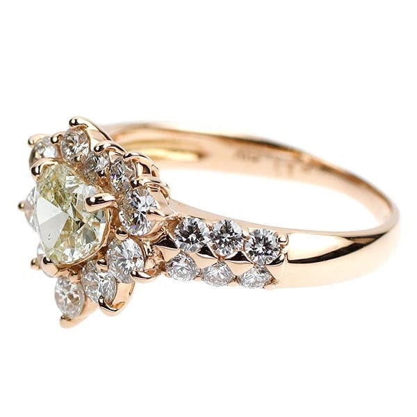 K18PG HEART SHAPE DIAMOND RING - 2