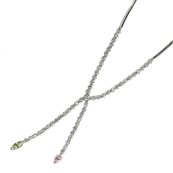 K18WG NATURAL PINK DIAMOND PENDANT NECKLACE: K18WG Natural Pink Diamond Pendant Necklace Brand: None Type/Style: Pendant Necklace Material: Metal Purity K18, Metal Gold, Main Stone/Creation Natural Color: None Size: Necklace: Chain