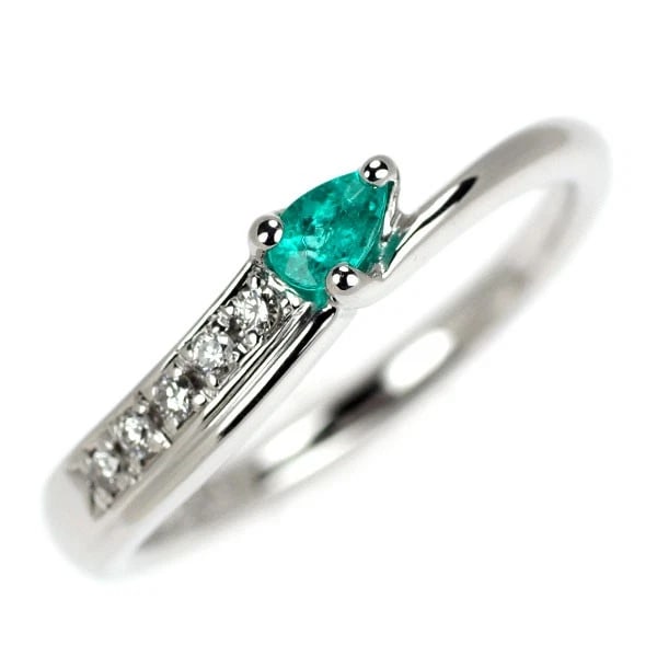 K18WG BRAZILIAN PARAIBA TOURMALINE DIAMOND RING: K18WG Brazilian Paraiba Tourmaline Diamond Ring Brand: None Type/Style: Ring Material: Metal Purity K18, Metal Gold, Main Stone/Creation tourmaline Color: White Gold Size: 6 US Accessories: