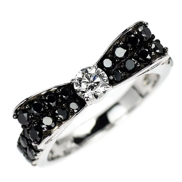 BLACK PLATED/ K18WG BLACK/COLORLESS DIAMOND RING: black plated/ K18WG black/colorless diamond ring Brand: None Type/Style: Ring Material: Metal Purity K18, Metal Gold, Main Stone/Creation Natural Color: None Size: 6 US Accessories: None