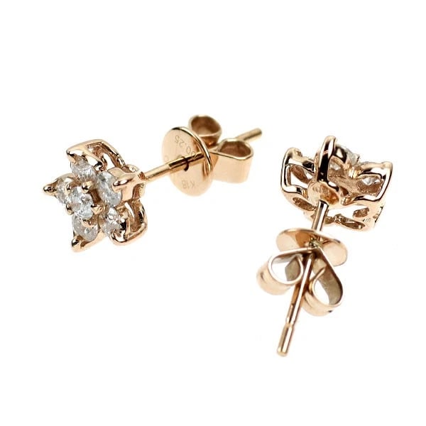 K18PG FLOWER DIAMOND EARRINGS - 2