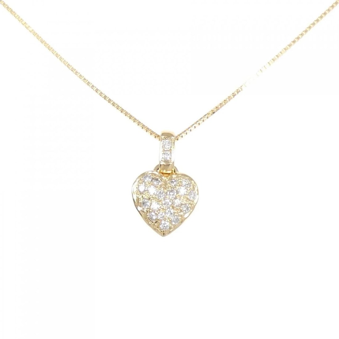 K18YG HEART PAVE DIAMOND NECKLACE: K18YG Heart Pave Diamond Necklace Brand: Unbranded Type: Diamond Necklace Material: K18YG, Main Stone/Creation Natural Color: Yellow Gold Size: 45cmActual Size Pendant length approx. x width