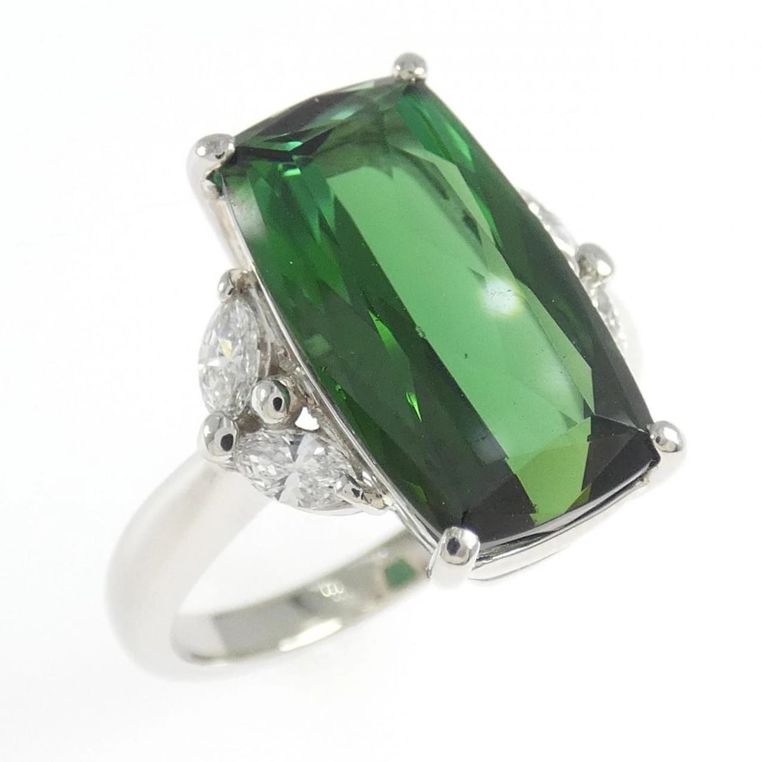 PT900 TOURMALINE RING: PT900 Tourmaline Ring Brand: Unbranded Type: Tourmaline Ring Material: PT900, Main Stone/Creation TourmalineSecondary Stone Natural Color: Platinum Size: US 6 1/4 Accessories: None