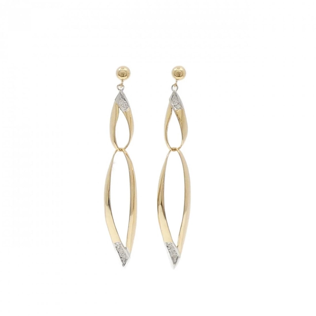 K18YG/K18WG DIAMOND PIERCE: K18YG/K18WG Diamond Pierce Brand: Unbranded Type: Diamond Pierce/Earring Material: K18YG/K18WG, Main Stone/Creation Natural Color: Yellow Gold White Gold Size: Approx. height x width: 51.7mm x