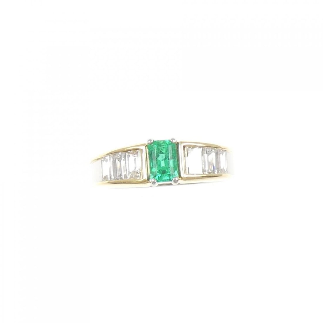 PT900/K18YG EMERALD RING - 2