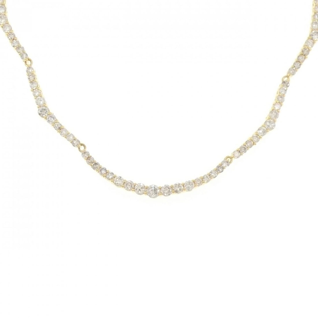 K18YG DIAMOND NECKLACE: K18YG Diamond Necklace Brand: Unbranded Type: Diamond Necklace Material: K18YG, Main Stone/Creation Natural Color: Yellow Gold Size: 38-41cmActual SizeMax width approx: 3.0mm Accessories: