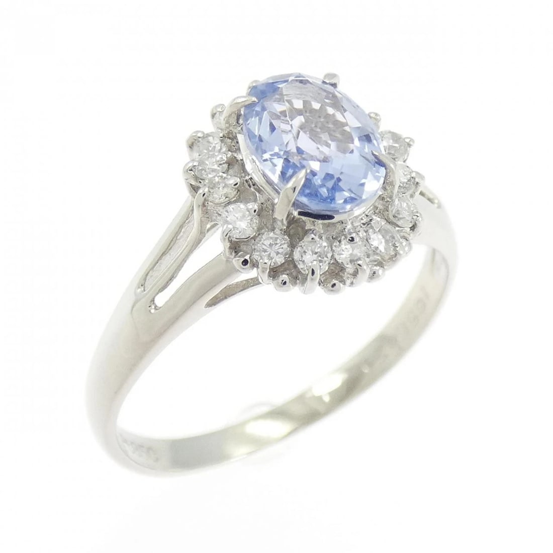 PT850 SAPPHIRE RING: PT850 Sapphire Ring Brand: Unbranded Type: Sapphire Ring Material: Platinum850, Main Stone/Creation SapphireSecondary Stone Natural Color: Platinum Size: US 6 1/2 Accessories: None