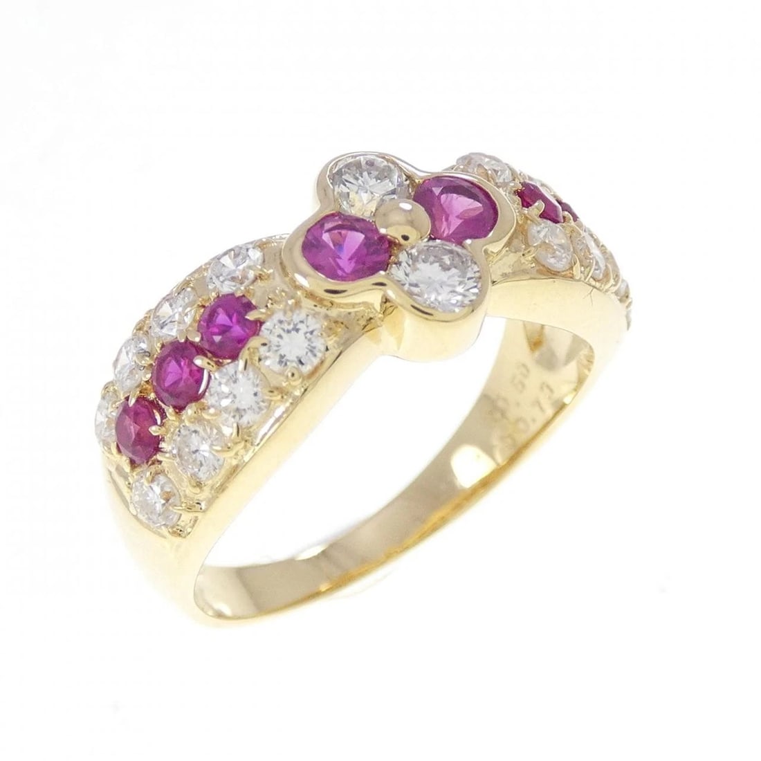 K18YG RUBY RING: K18YG Ruby Ring Brand: Unbranded Type: Ruby Ring Material: K18YG, Main Stone/Creation RubySecondary Stone Natural Color: Yellow Gold Size: US 6 Accessories: None Accessories Notice: When p