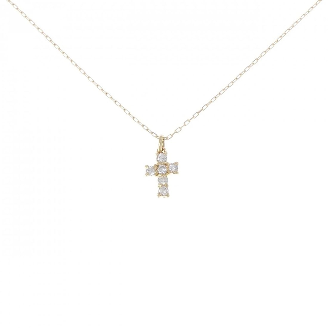 K18YG CROSS DIAMOND NECKLACE: K18YG Cross Diamond Necklace Brand: Unbranded Type: Diamond Necklace Material: K18YG, Main Stone/Creation Natural Color: Yellow Gold Size: Actual Size Pendant length approx. x width approx.:
