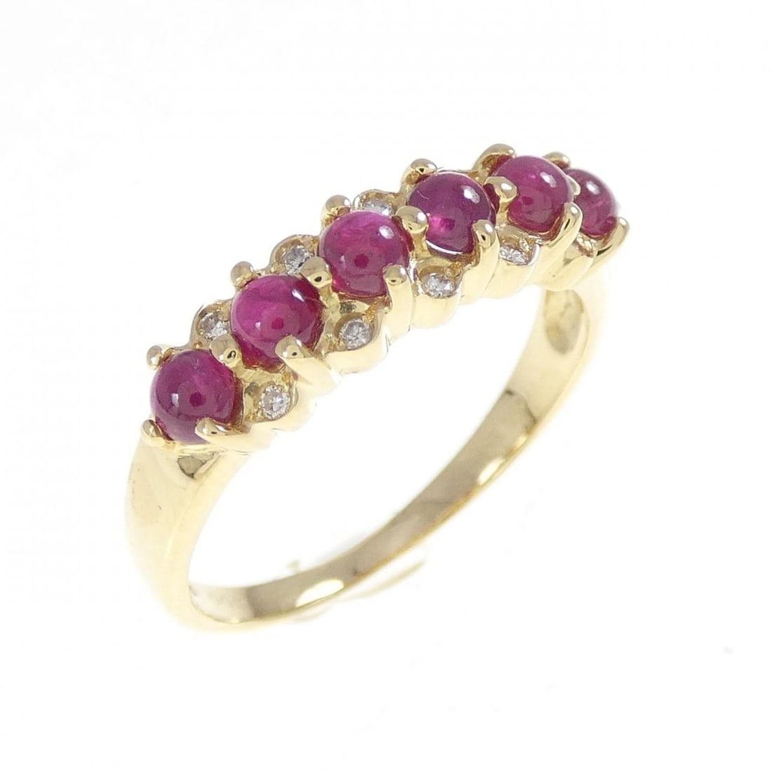 K18YG RUBY RING: K18YG Ruby Ring Brand: Unbranded Type: Ruby Ring Material: K18YG, Main Stone/Creation RubySecondary Stone Natural Color: Yellow Gold Size: US 5 3/4 Accessories: None Accessories Notice: Wh